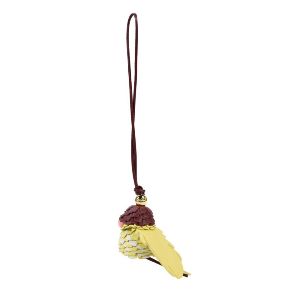 Loewe Unisex Leather Multicolor Calfskin Bird Handbag Charm Yellow Brown White - Picture 2 of 4